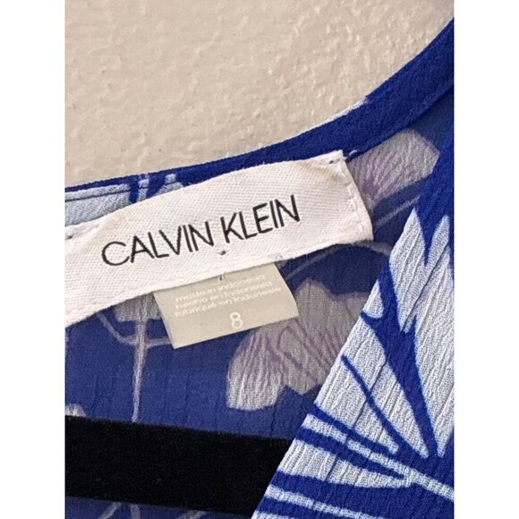 Calvin Klein Dress Women Navy Blue Floral Maxi Whimsy Cottage Lagenlook - Picture 5 of 9